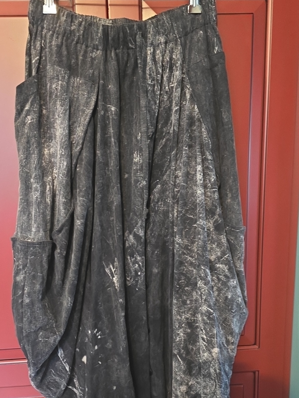 Black Patterned Women's Draped Pants